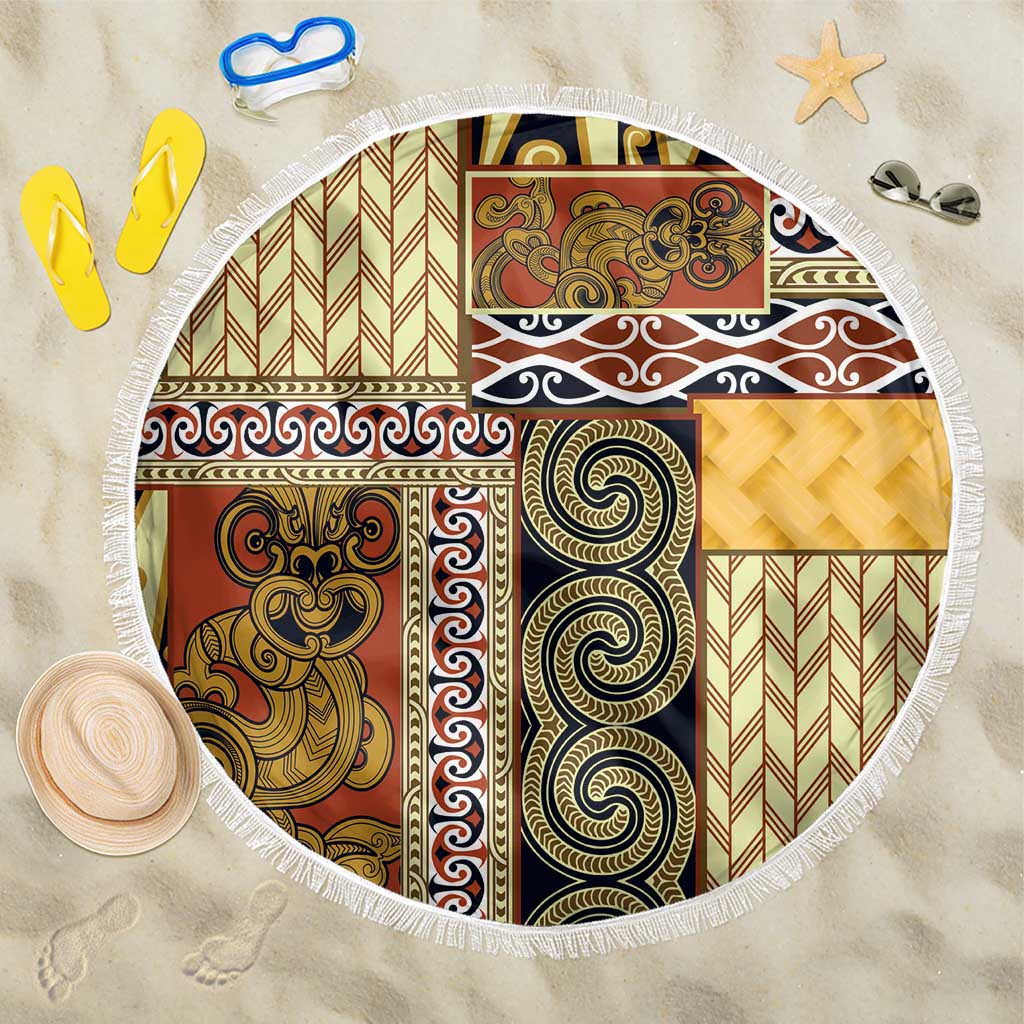 Yellow Aotearoa Kowhaiwhai Pattern Beach Blanket NZ Maori Quilt Style