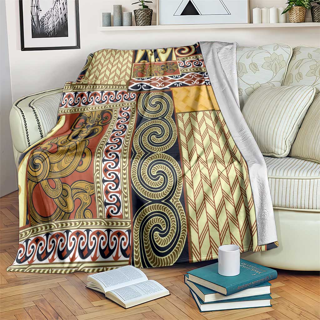 Yellow Aotearoa Kowhaiwhai Pattern Blanket NZ Maori Quilt Style