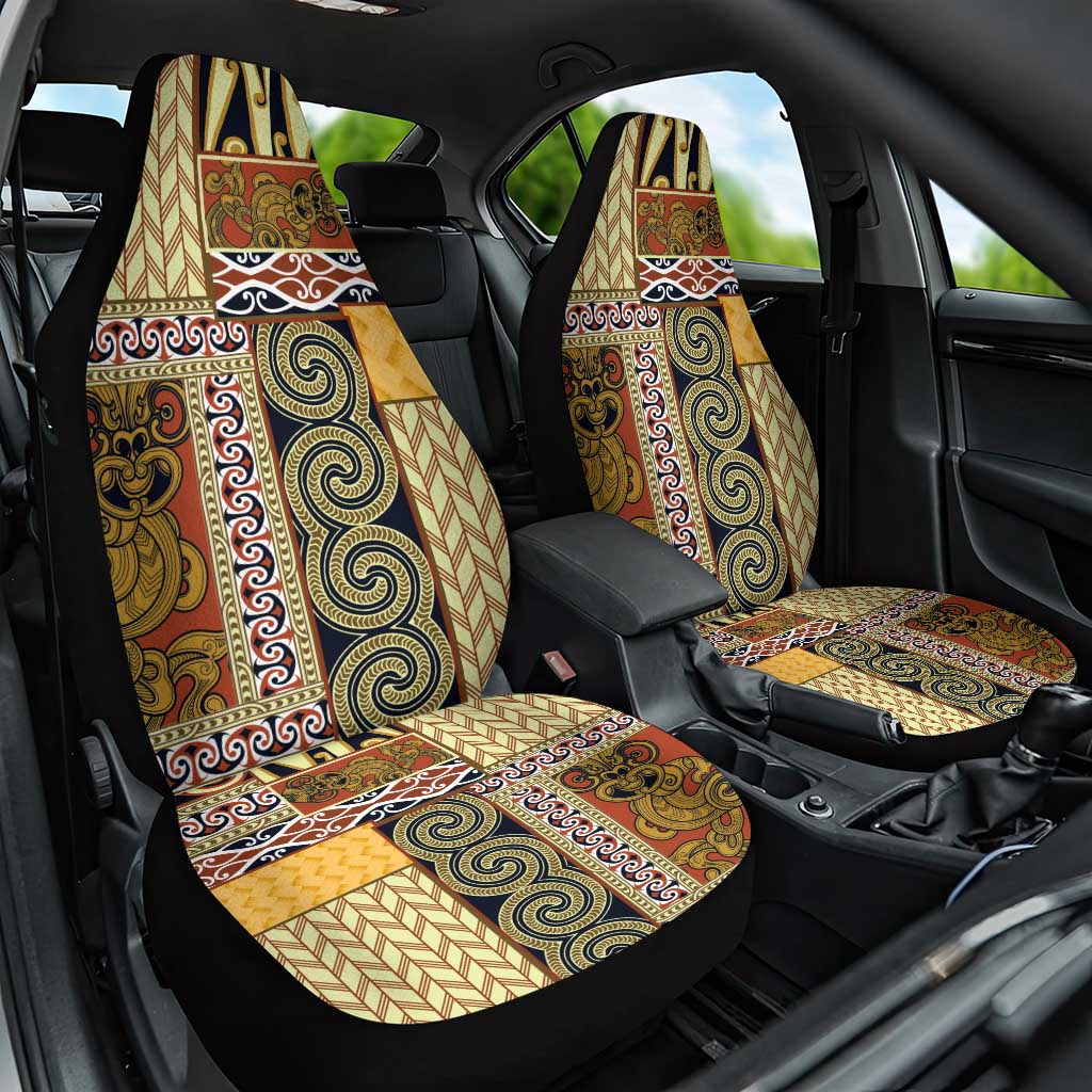 Yellow Aotearoa Kowhaiwhai Pattern Car Seat Cover NZ Maori Quilt Style