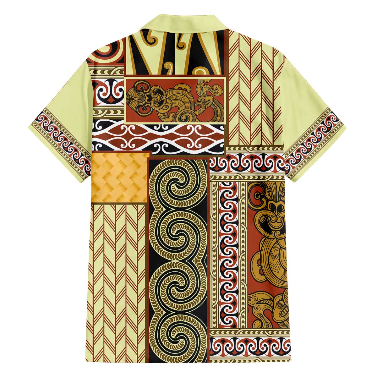 Yellow Aotearoa Kowhaiwhai Pattern Family Matching Off The Shoulder Long Sleeve Dress and Hawaiian Shirt NZ Maori Quilt Style