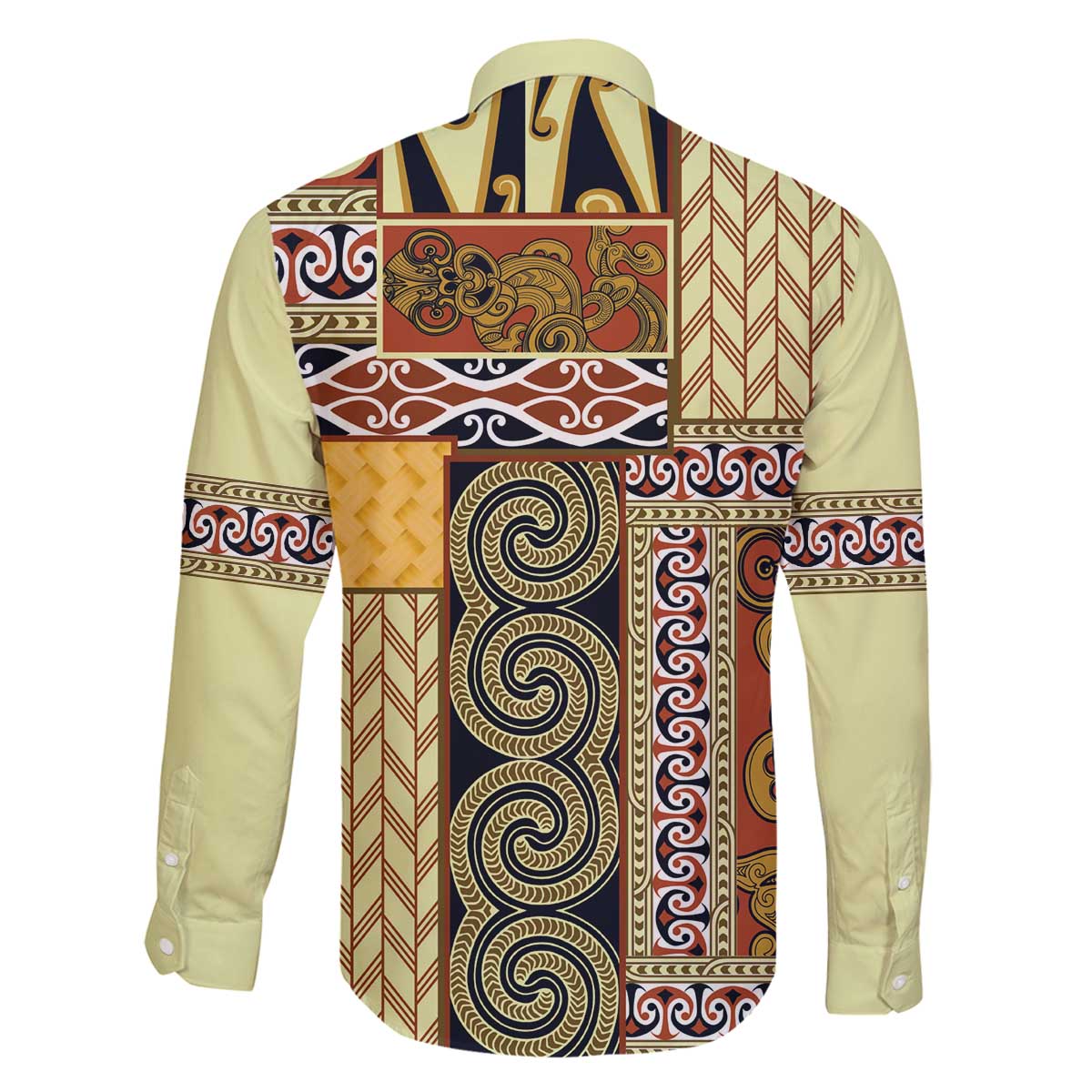 Yellow Aotearoa Kowhaiwhai Pattern Family Matching Off The Shoulder Long Sleeve Dress and Hawaiian Shirt NZ Maori Quilt Style