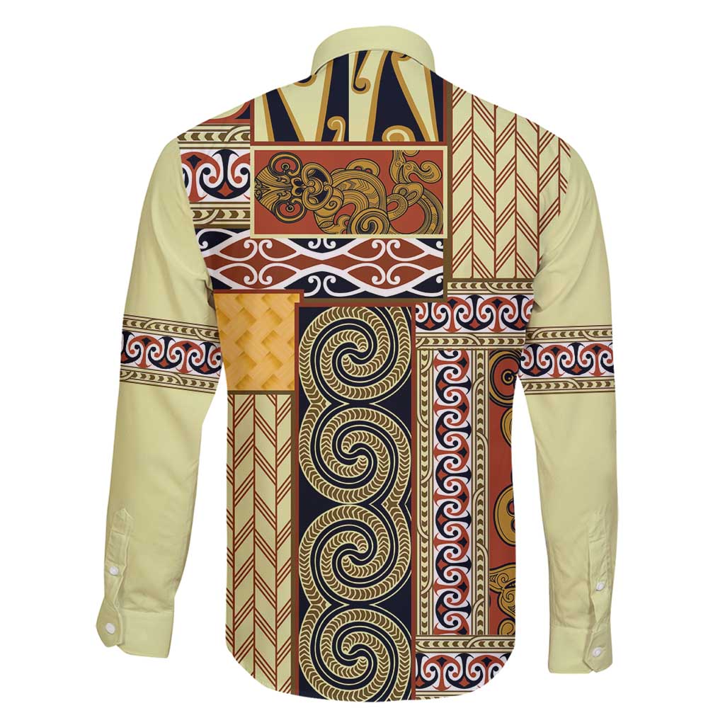 Yellow Aotearoa Kowhaiwhai Pattern Family Matching Summer Maxi Dress and Hawaiian Shirt NZ Maori Quilt Style