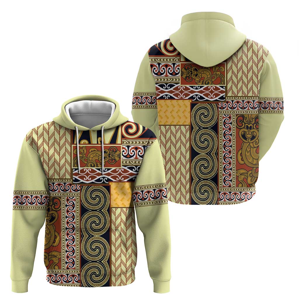 Yellow Aotearoa Kowhaiwhai Pattern Hoodie NZ Maori Quilt Style LT14 - Polynesian Pride