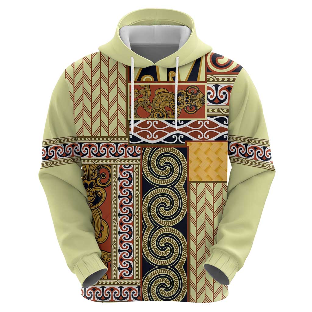 Yellow Aotearoa Kowhaiwhai Pattern Hoodie NZ Maori Quilt Style LT14 - Polynesian Pride