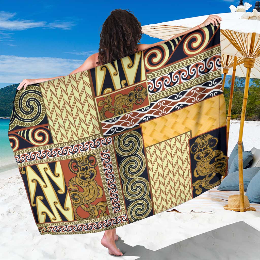 Yellow Aotearoa Kowhaiwhai Pattern Sarong NZ Maori Quilt Style