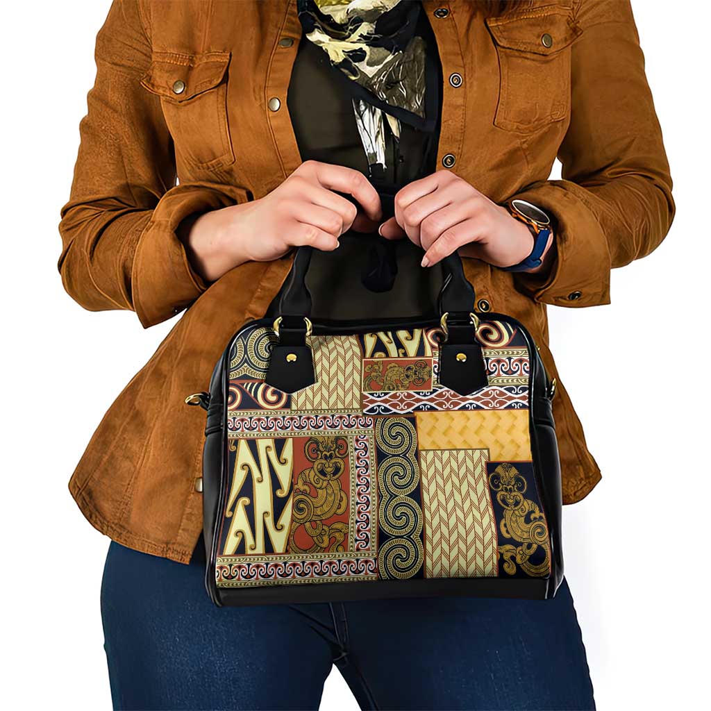 Yellow Aotearoa Kowhaiwhai Pattern Shoulder Handbag NZ Maori Quilt Style