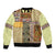 Yellow Aotearoa Kowhaiwhai Pattern Sleeve Zip Bomber Jacket NZ Maori Quilt Style