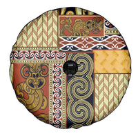 Yellow Aotearoa Kowhaiwhai Pattern Spare Tire Cover NZ Maori Quilt Style