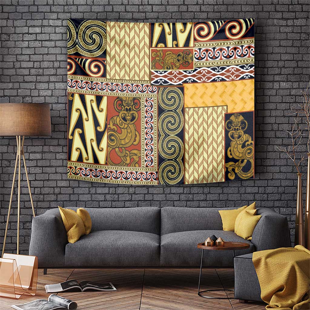 Yellow Aotearoa Kowhaiwhai Pattern Tapestry NZ Maori Quilt Style