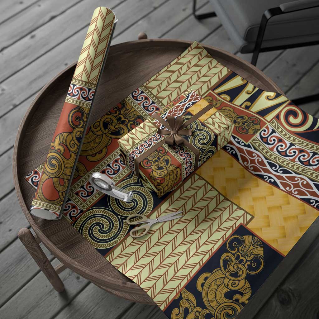Yellow Aotearoa Kowhaiwhai Pattern Wrapping Paper NZ Maori Quilt Style - Polynesian Pride