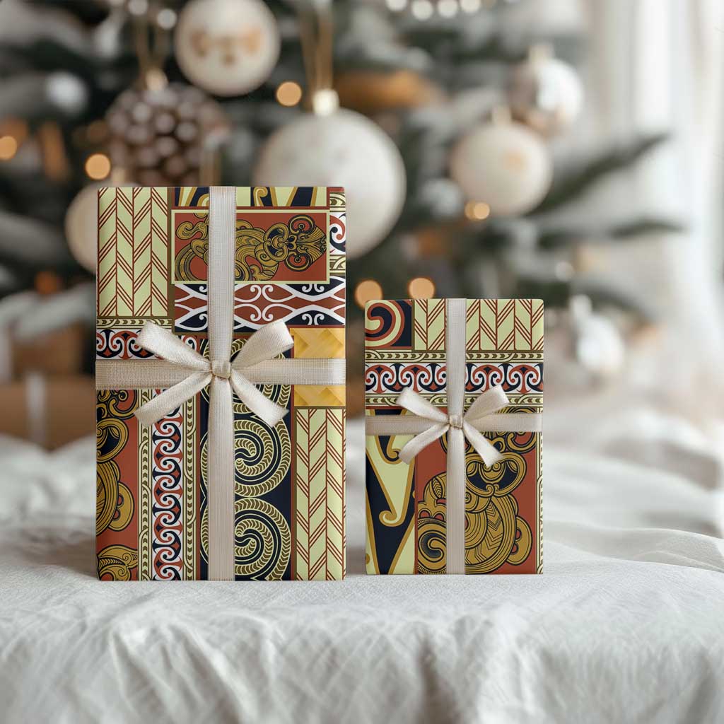 Yellow Aotearoa Kowhaiwhai Pattern Wrapping Paper NZ Maori Quilt Style - Polynesian Pride