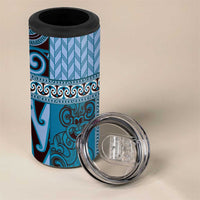 Blue Aotearoa Kowhaiwhai Pattern 4 in 1 Can Cooler Tumbler NZ Maori Quilt Style LT14 - Polynesian Pride