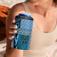 Blue Aotearoa Kowhaiwhai Pattern 4 in 1 Can Cooler Tumbler NZ Maori Quilt Style LT14 - Polynesian Pride