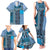 Blue Aotearoa Kowhaiwhai Pattern Family Matching Tank Maxi Dress and Hawaiian Shirt NZ Maori Quilt Style