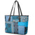 Blue Aotearoa Kowhaiwhai Pattern Leather Tote Bag NZ Maori Quilt Style