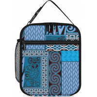 Blue Aotearoa Kowhaiwhai Pattern Lunch Bag NZ Maori Quilt Style LT14 10.2 × 8.3 × 4.3 inch Blue - Polynesian Pride