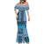 Blue Aotearoa Kowhaiwhai Pattern Mermaid Dress NZ Maori Quilt Style