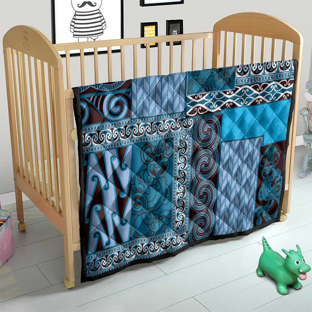 Blue Aotearoa Kowhaiwhai Pattern Quilt NZ Maori Quilt Style LT14 - Polynesian Pride