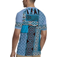 Blue Aotearoa Kowhaiwhai Pattern Rugby Jersey NZ Maori Quilt Style LT14 - Polynesian Pride