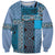 Blue Aotearoa Kowhaiwhai Pattern Sweatshirt NZ Maori Quilt Style