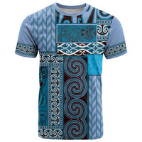 Blue Aotearoa Kowhaiwhai Pattern T Shirt NZ Maori Quilt Style LT14 Blue - Polynesian Pride