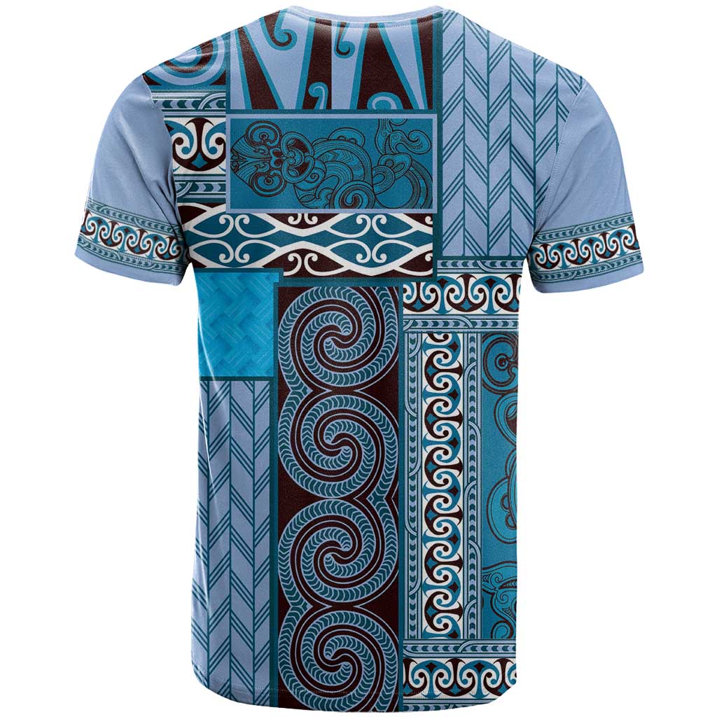 Blue Aotearoa Kowhaiwhai Pattern T Shirt NZ Maori Quilt Style LT14 - Polynesian Pride