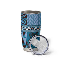 Blue Aotearoa Kowhaiwhai Pattern Tumbler Cup NZ Maori Quilt Style LT14 - Polynesian Pride