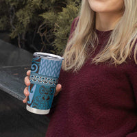 Blue Aotearoa Kowhaiwhai Pattern Tumbler Cup NZ Maori Quilt Style LT14 - Polynesian Pride