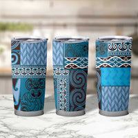 Blue Aotearoa Kowhaiwhai Pattern Tumbler Cup NZ Maori Quilt Style LT14 - Polynesian Pride