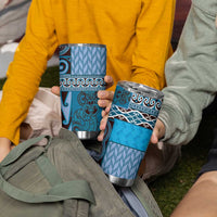 Blue Aotearoa Kowhaiwhai Pattern Tumbler Cup NZ Maori Quilt Style LT14 - Polynesian Pride