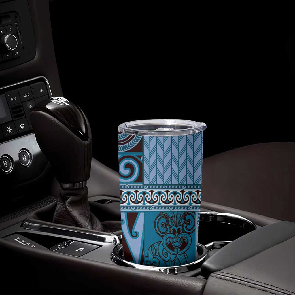 Blue Aotearoa Kowhaiwhai Pattern Tumbler Cup NZ Maori Quilt Style LT14 - Polynesian Pride