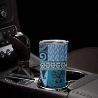 Blue Aotearoa Kowhaiwhai Pattern Tumbler Cup NZ Maori Quilt Style LT14 - Polynesian Pride