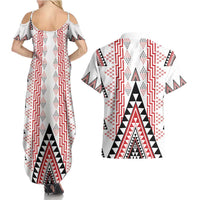 Aotearoa Taniko Couples Matching Summer Maxi Dress and Hawaiian Shirt Niho Taniwha Purapura Whetu Mix Poutama LT14 - Polynesian Pride