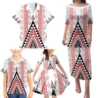 Aotearoa Taniko Family Matching Puletasi and Hawaiian Shirt Niho Taniwha Purapura Whetu Mix Poutama