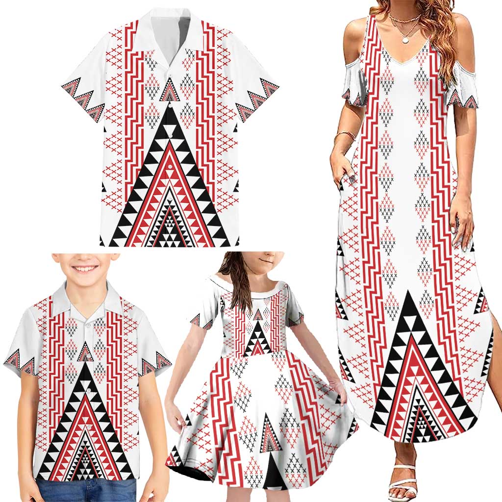 Aotearoa Taniko Family Matching Summer Maxi Dress and Hawaiian Shirt Niho Taniwha Purapura Whetu Mix Poutama LT14 - Polynesian Pride