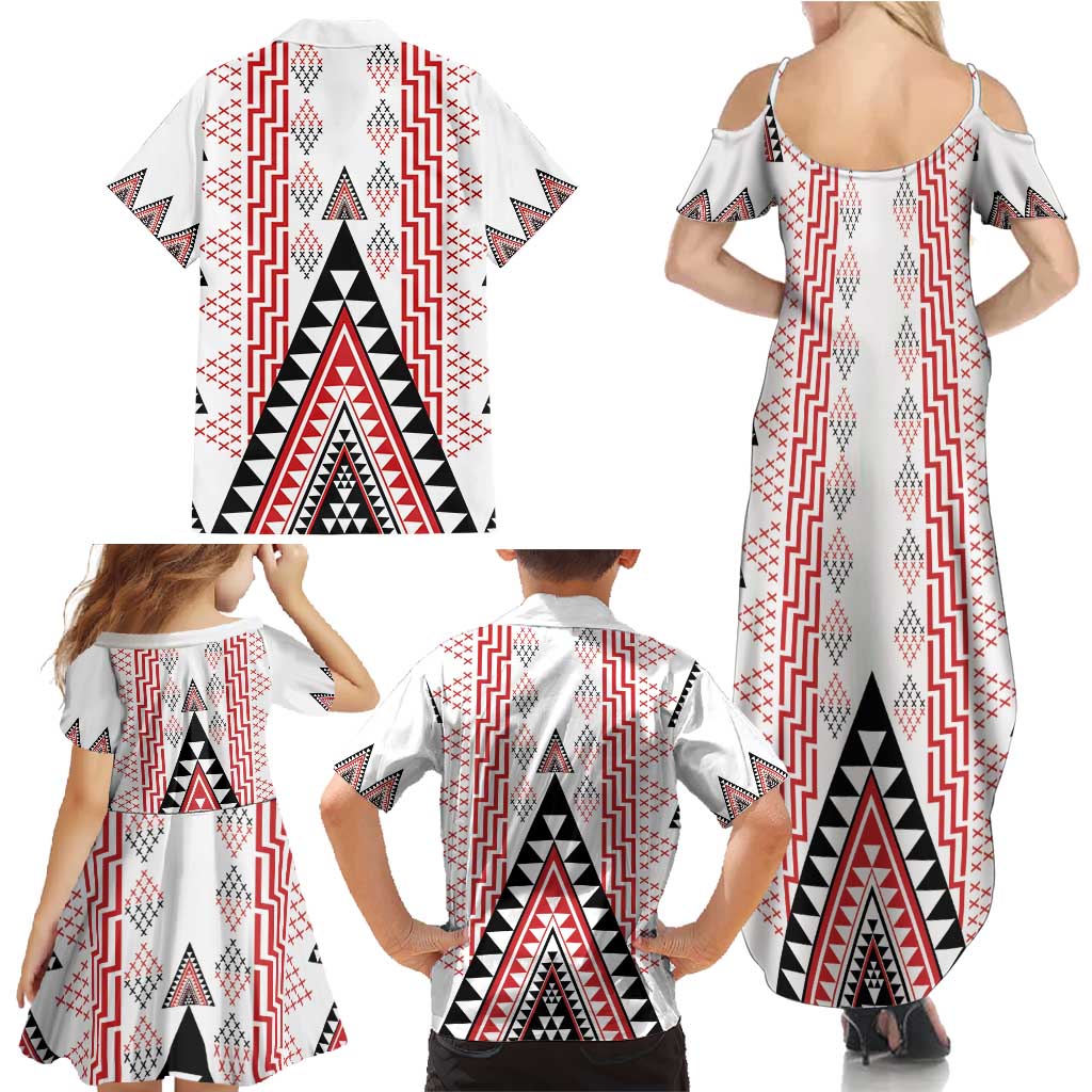 Aotearoa Taniko Family Matching Summer Maxi Dress and Hawaiian Shirt Niho Taniwha Purapura Whetu Mix Poutama LT14 - Polynesian Pride