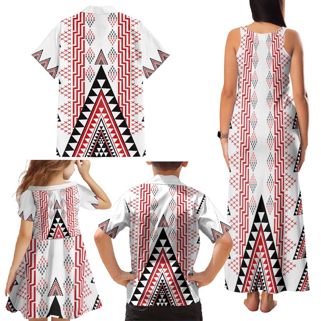 Aotearoa Taniko Family Matching Tank Maxi Dress and Hawaiian Shirt Niho Taniwha Purapura Whetu Mix Poutama LT14 - Polynesian Pride