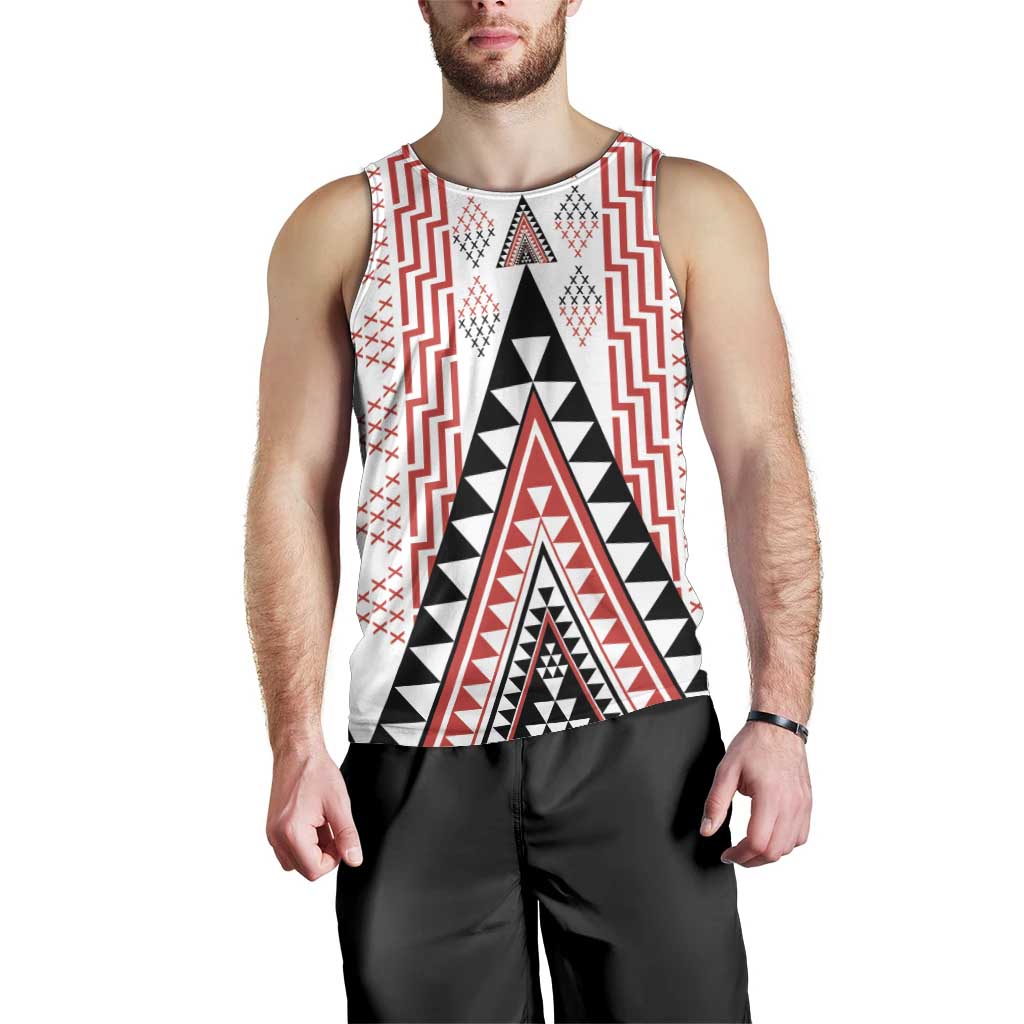 Aotearoa Taniko Men Tank Top Niho Taniwha Purapura Whetu Mix Poutama