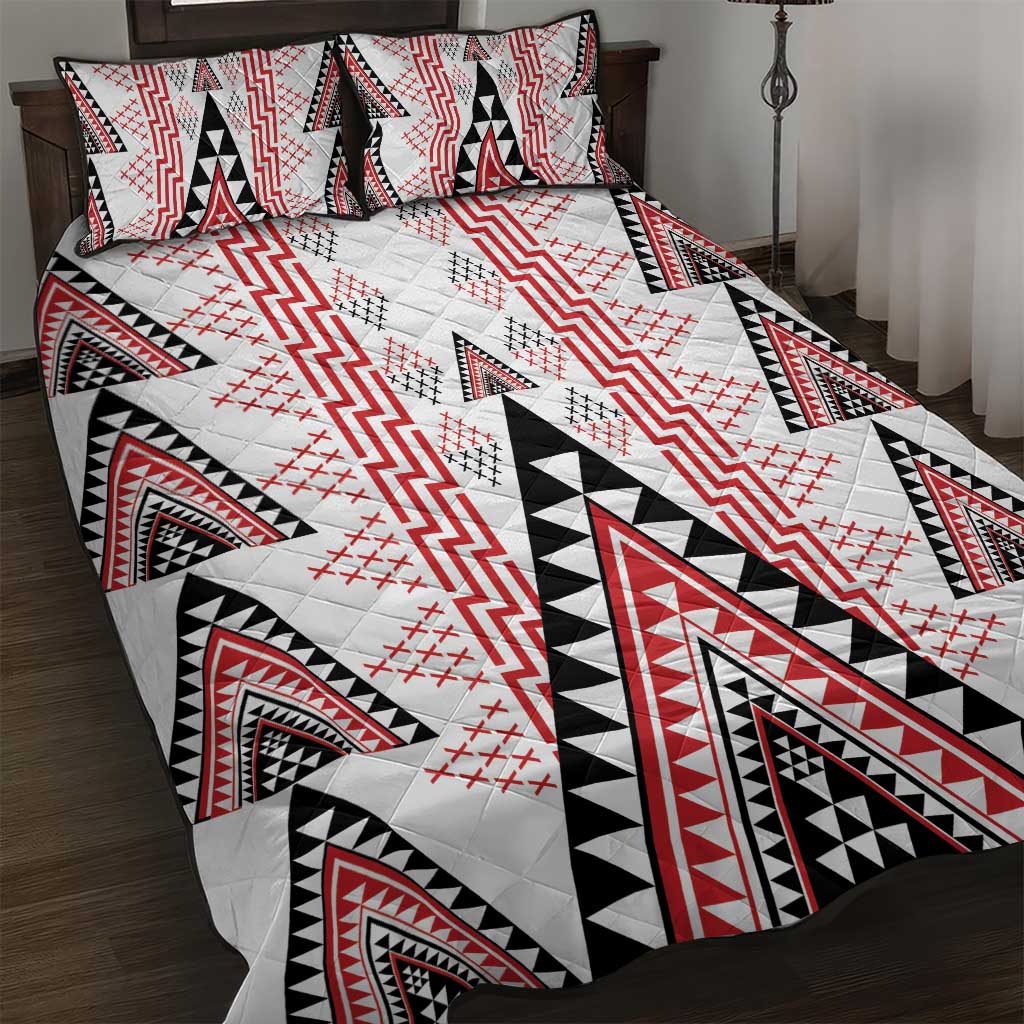 Aotearoa Taniko Quilt Bed Set Niho Taniwha Purapura Whetu Mix Poutama