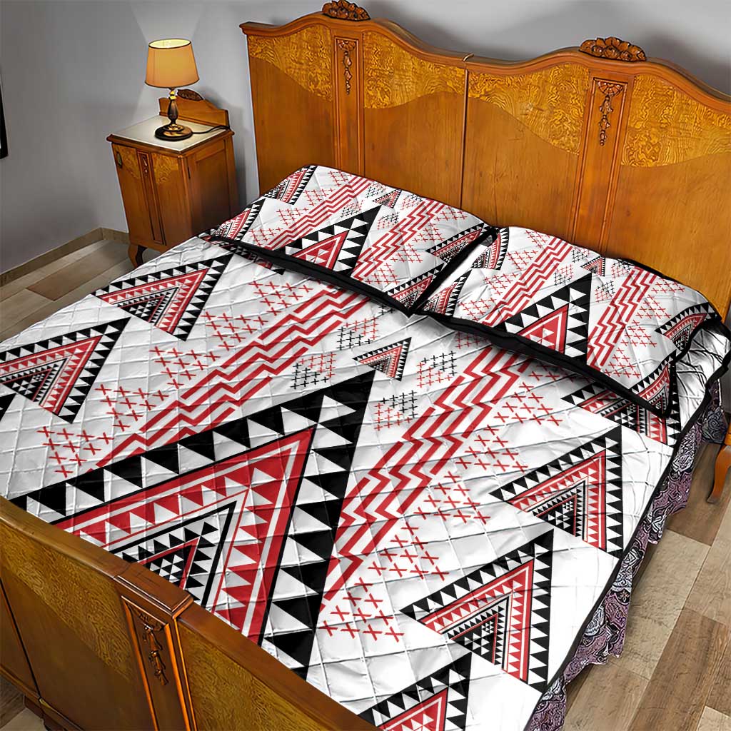 Aotearoa Taniko Quilt Bed Set Niho Taniwha Purapura Whetu Mix Poutama
