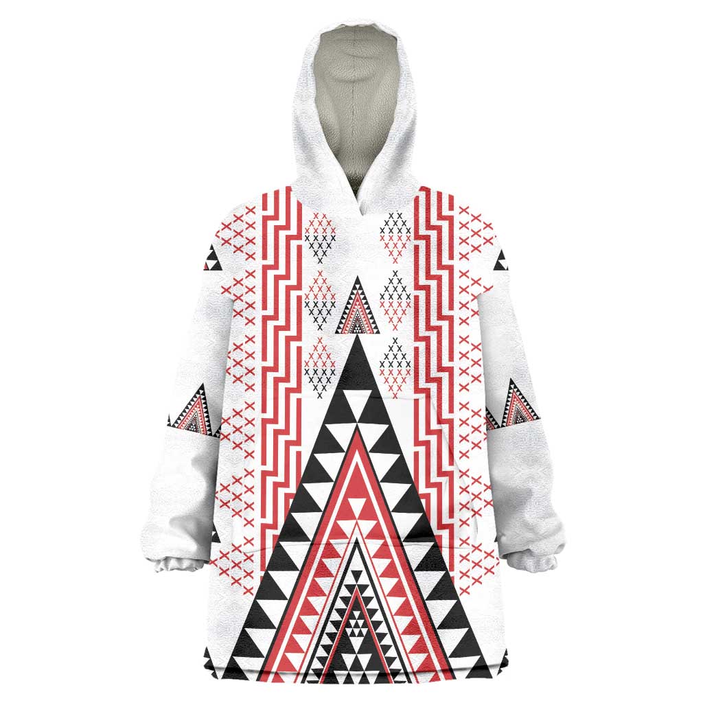 Aotearoa Taniko Wearable Blanket Hoodie Niho Taniwha Purapura Whetu Mix Poutama