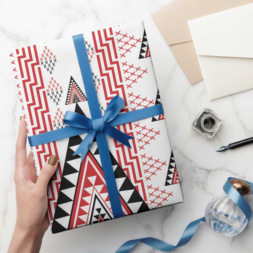 Aotearoa Taniko Wrapping Paper Niho Taniwha Purapura Whetu Mix Poutama - Polynesian Pride