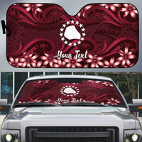 Personalised Cook Islands Mangaia Auto Sun Shade Tiare Maori Polynesian Waves Tattoo LT14 Burgundy - Polynesian Pride