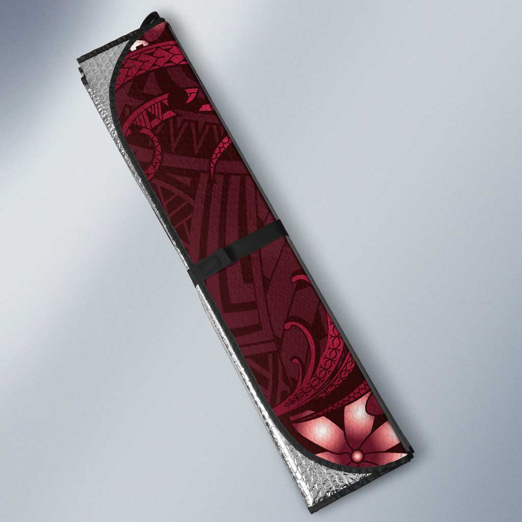 Personalised Cook Islands Mangaia Auto Sun Shade Tiare Maori Polynesian Waves Tattoo LT14 - Polynesian Pride