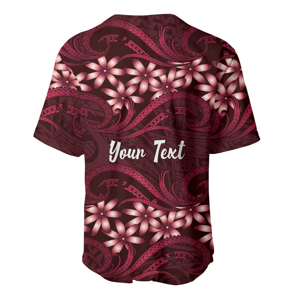 Personalised Cook Islands Mangaia Baseball Jersey Tiare Maori Polynesian Waves Tattoo LT14 - Polynesian Pride
