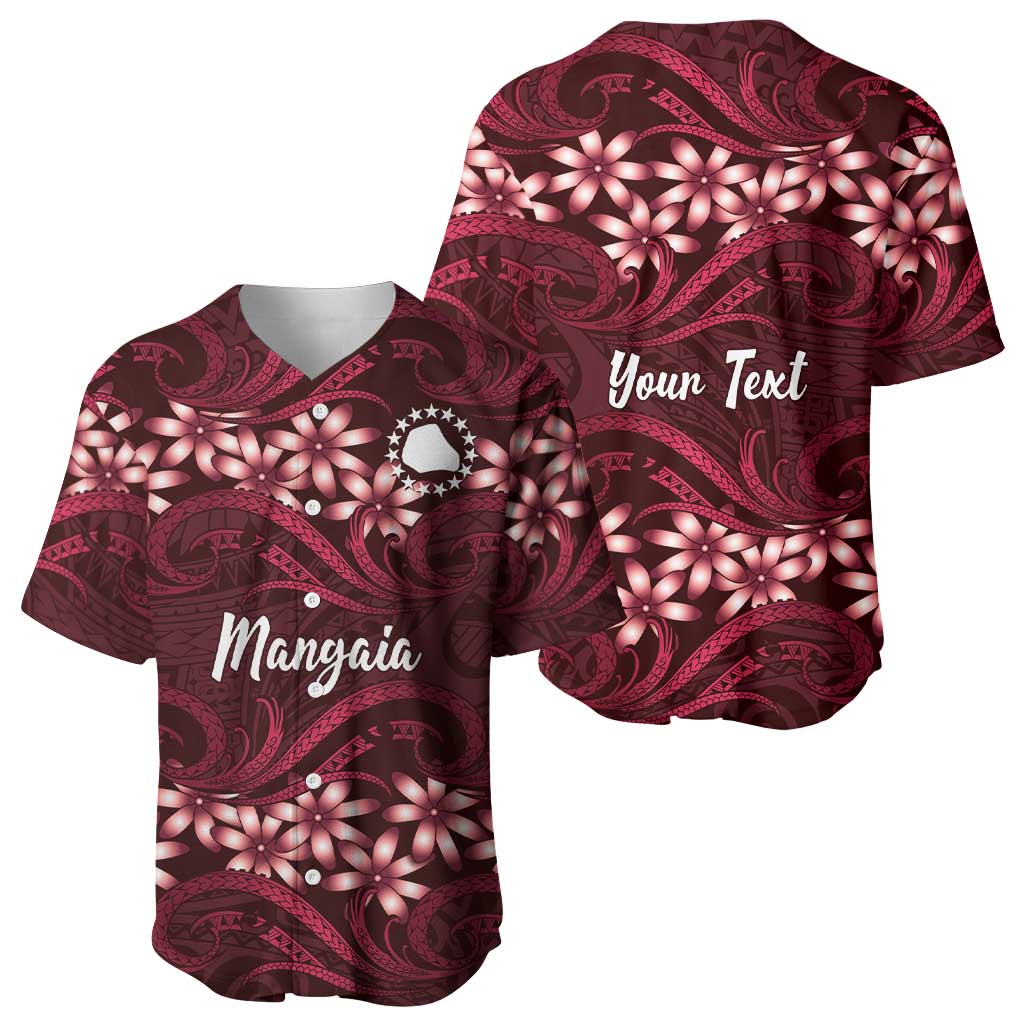 Personalised Cook Islands Mangaia Baseball Jersey Tiare Maori Polynesian Waves Tattoo LT14 - Polynesian Pride