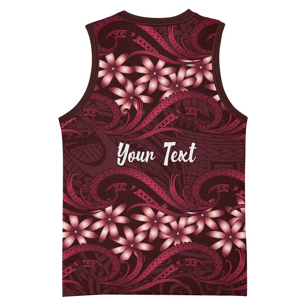 Personalised Cook Islands Mangaia Basketball Jersey Tiare Maori Polynesian Waves Tattoo LT14 - Polynesian Pride