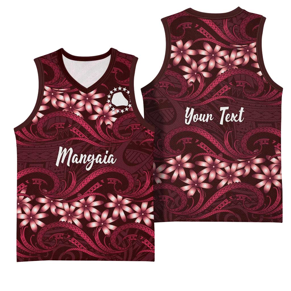 Personalised Cook Islands Mangaia Basketball Jersey Tiare Maori Polynesian Waves Tattoo LT14 - Polynesian Pride