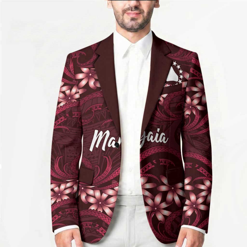 Personalised Cook Islands Mangaia Blazer Tiare Maori Polynesian Waves Tattoo