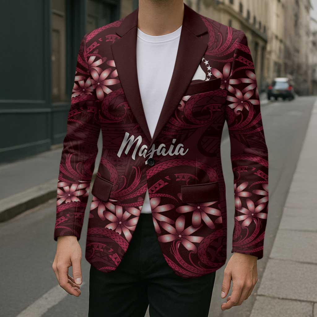 Personalised Cook Islands Mangaia Blazer Tiare Maori Polynesian Waves Tattoo